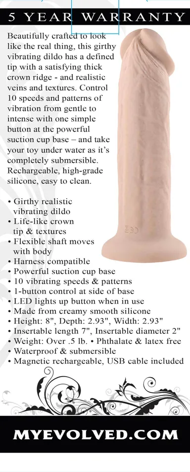 Dildos Evolved Novelties 7 Inch Girthy Vibrating Dong Light Dildos Evolved Novelties 7 Inch Girthy Vibrating Dong Light