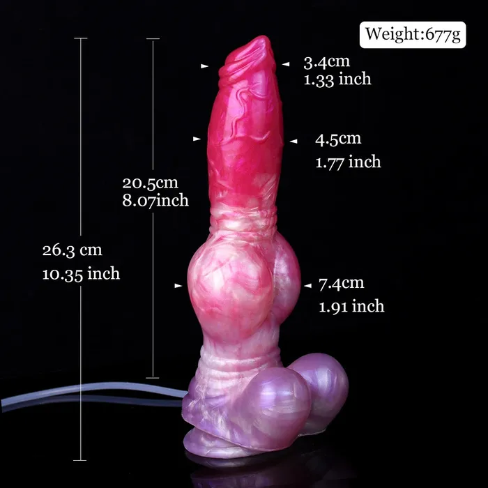 DirtyToyz Female Sex Toys 103Inch Graand Giant Ejaculating Dog Dildo with Huge Knot Realistic Canine