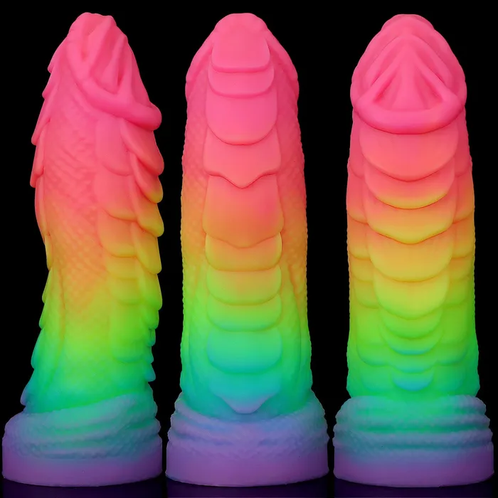 Domlust Luminous Dragon Monster Dildo Butt Plug Colorful Realistic Anal Dildos Silicone Sex Toy Anal