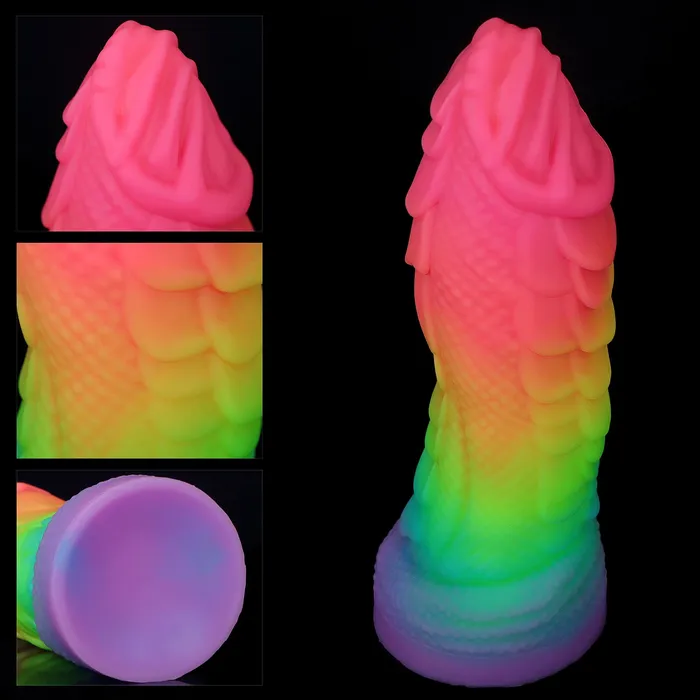 Domlust Luminous Dragon Monster Dildo Butt Plug Colorful Realistic Anal Dildos Silicone Sex Toy Anal