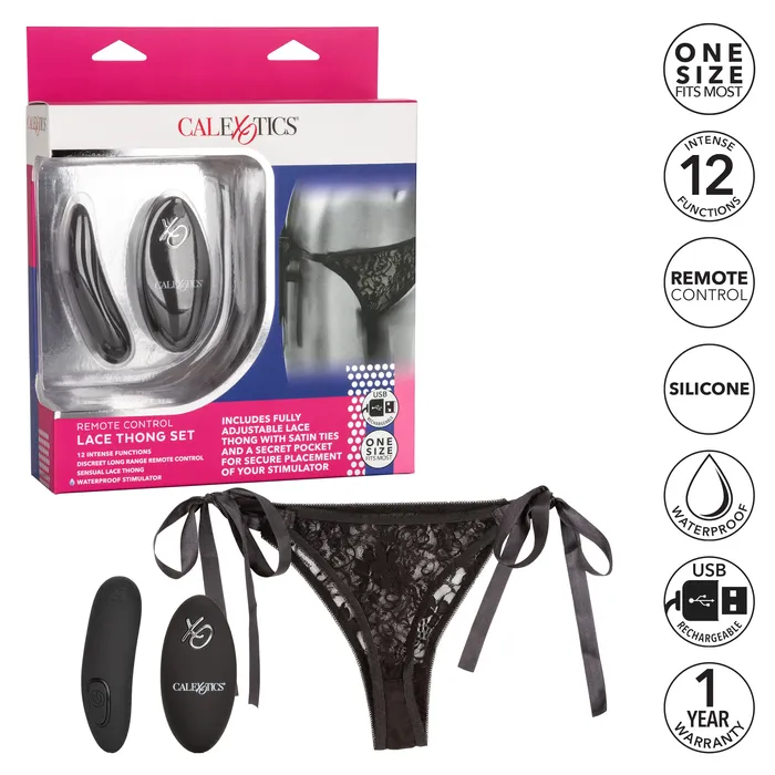 Female Sex Toys CalExotics Remote Control Lace Thong Set