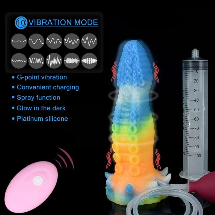 Female Sex Toys GIGANTEUS Ejaculating Fantasy Octopus Vibrator with Luminous Function DirtyToyz