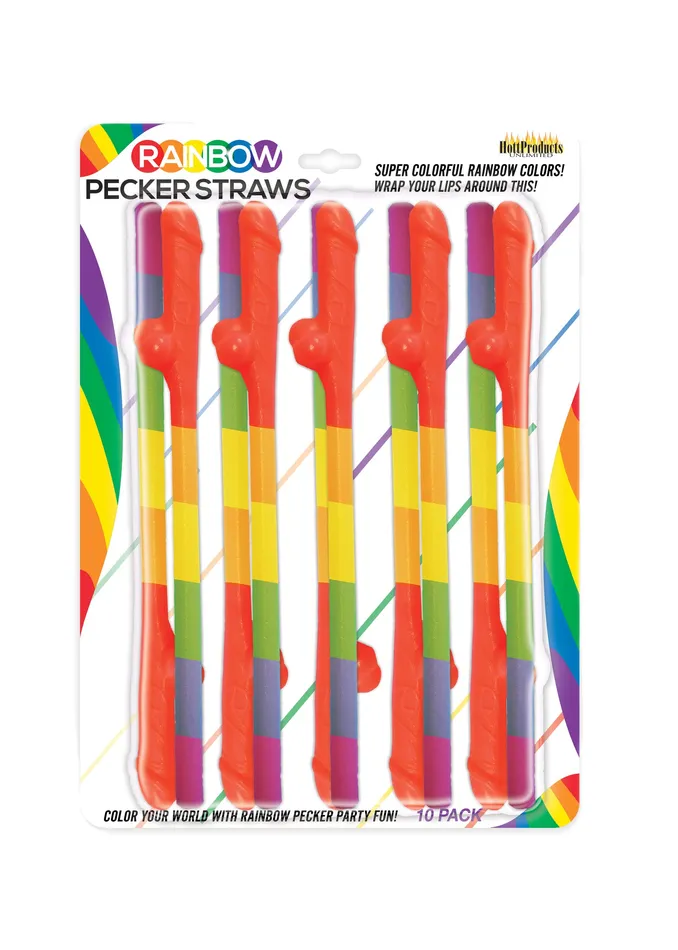 Female Sex Toys Rainbow Pecker Straws 10 Pack Hott Products