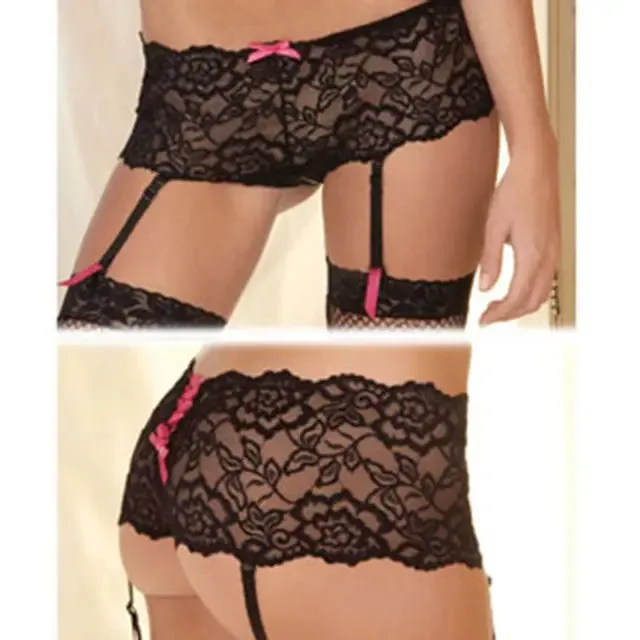 Female Sex Toys Rene Rofe Rene Rofe Crotchless Lace Boyleg With Garters ML