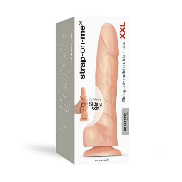 Female Sex Toys SLIDING SKIN REALISTIC DILDO VANILLA XXL STRAPONME
