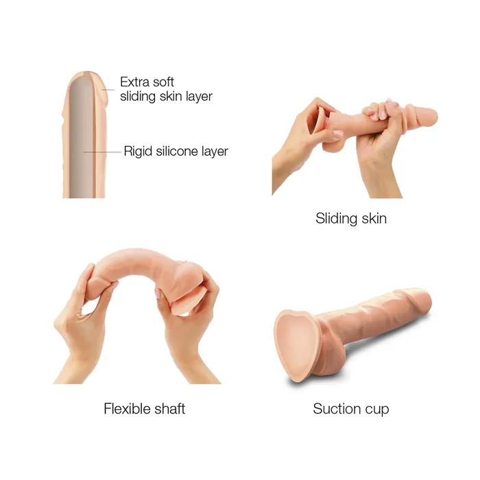 Female Sex Toys SLIDING SKIN REALISTIC DILDO VANILLA XXL STRAPONME