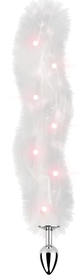 Foxy Tail Light Up Faux Fur Butt Plug White Plug White Hott Products Anal