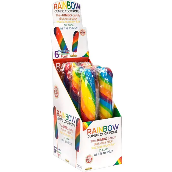 Hott Products Dildos Jumbo Rainbow Cock Pops 6 Piece Display