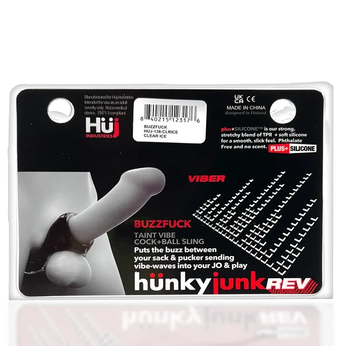 Hunkyjunk Vibrators BUZZFUCK sling with taint vibe WHITE ICE