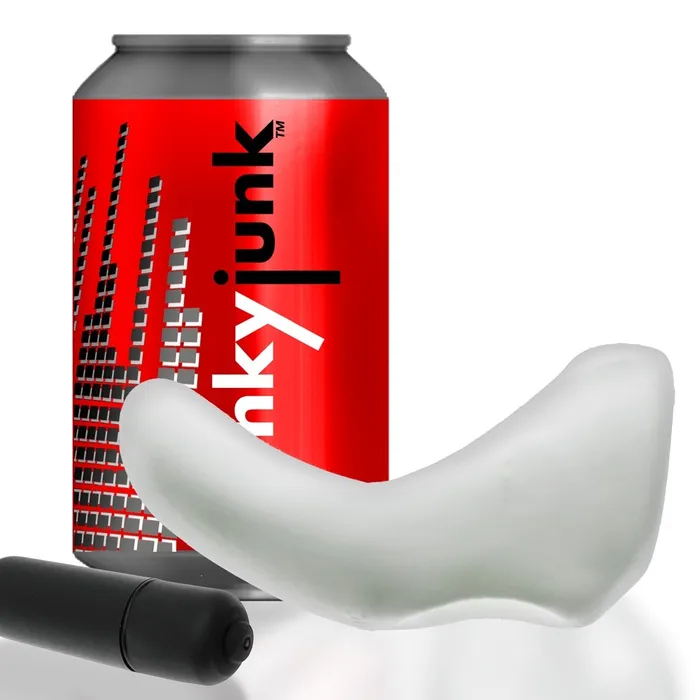 Hunkyjunk Vibrators BUZZFUCK sling with taint vibe WHITE ICE