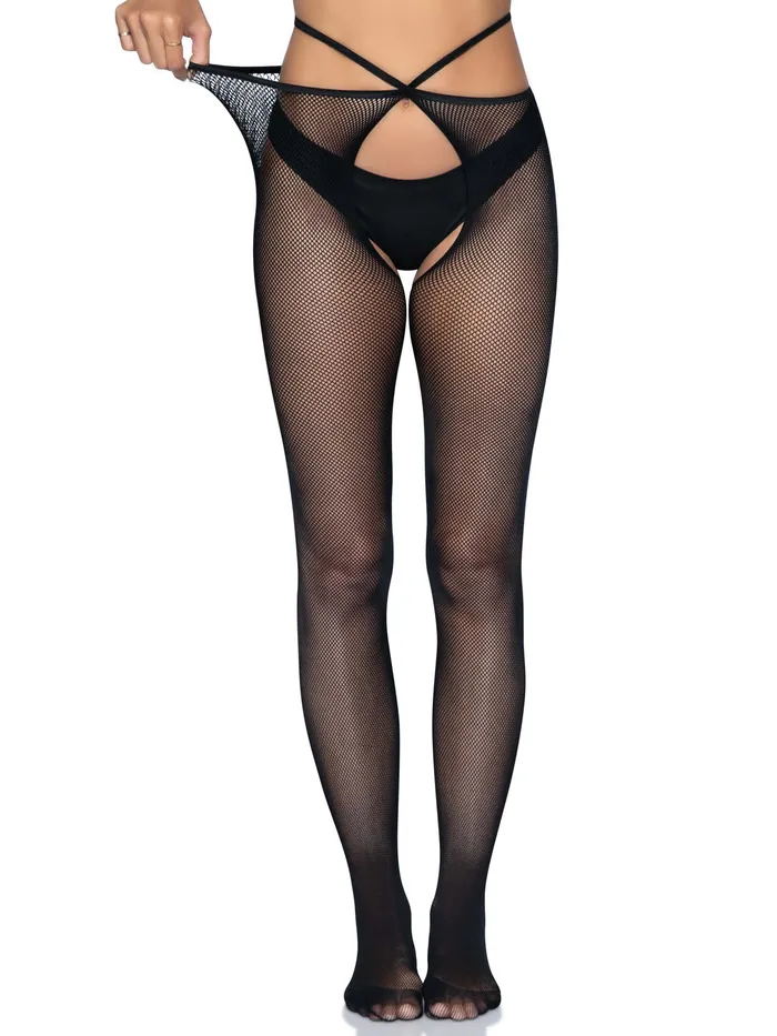 Leg Avenue Micro Net Strappy Crotchless Tights One Size One Size Black Bodystockings Playsuits Leg Avenue Micro Net Strappy Crotchless Tights One Size One Size Black Bodystockings Playsuits