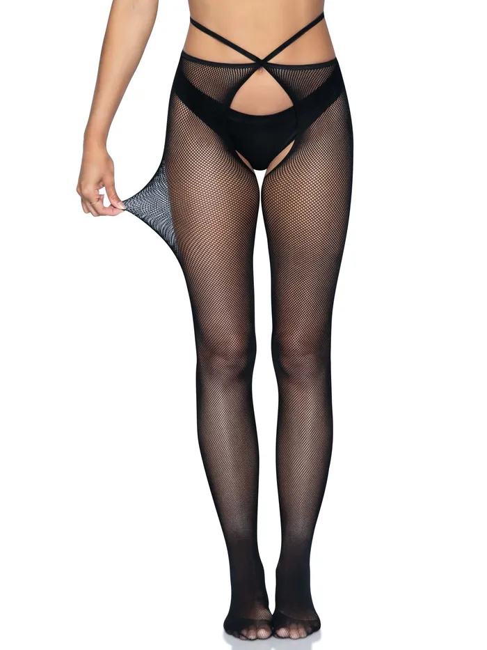 Leg Avenue Micro Net Strappy Crotchless Tights One Size One Size Black Bodystockings Playsuits Leg Avenue Micro Net Strappy Crotchless Tights One Size One Size Black Bodystockings Playsuits