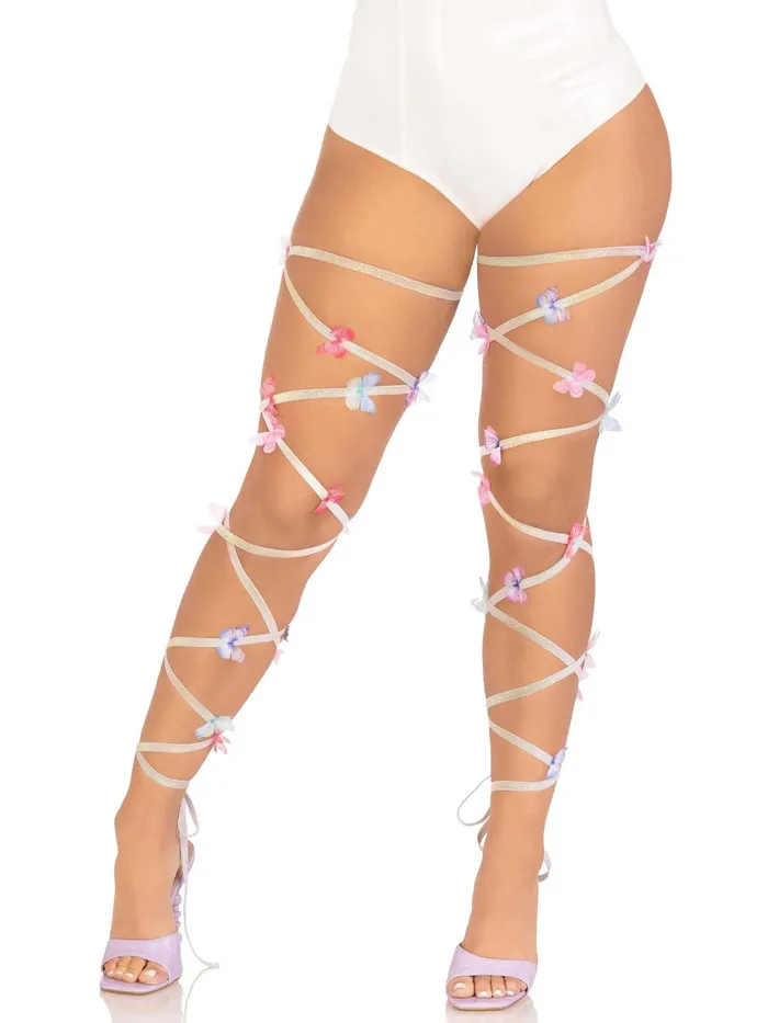 Leg Avenue Teddies And Bodies Butterfly Leg Wraps One Size Multicolor