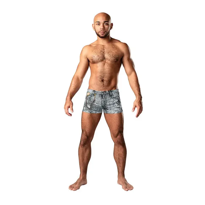 Male Power Dirty Denim Pouch Short Denim Print XL Male Power Male Sex Toys