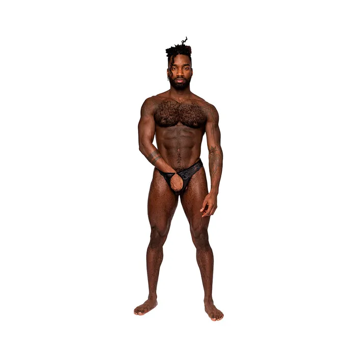 Male Power Male Sex Toys Male Power Sassy Lace Open Ring Thong Black SM