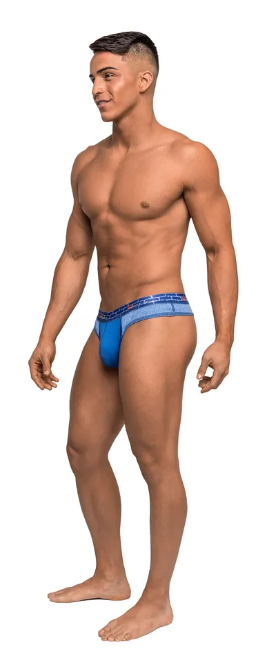Male Power Vibrators Reversible Thong Small Medium Royal Blue