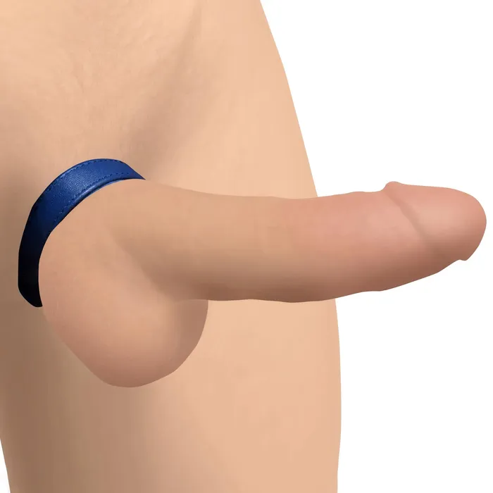 Male Sex Toys XR Brands Velcro Leather Cock Ring Blue