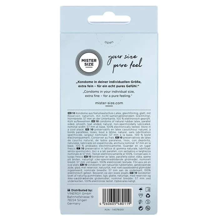 Mister Size Male Sex Toys Mister Size 57mm Your Size Pure Feel Condoms 10 Pack