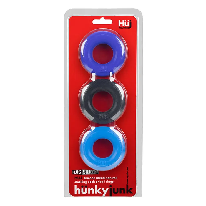 Oxballs Vibrators Hunkyjunk Huj3 CRing 3 Pk Blue Multi