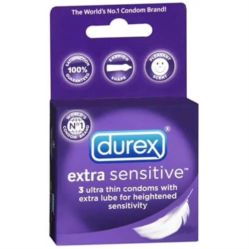 Paradise Marketing Male Sex Toys Durex Extra Sensitive Condoms 3 Pack