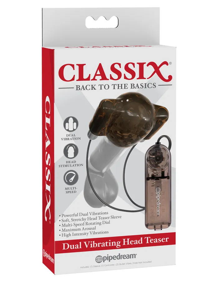 Pipedream Classix Dual Vibrating Head Teaser Blacksmoke Female Sex Toys