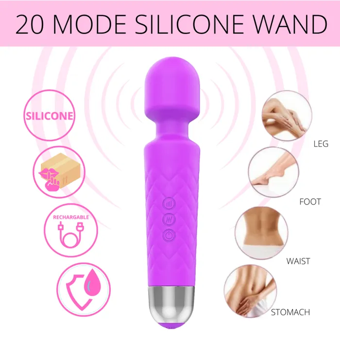 Sexy Emporium Vibrators Luxurious Silicone 20 Frequency Vibration Wand Purple