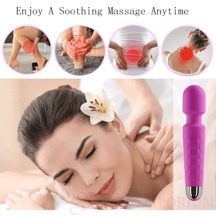 Sexy Emporium Vibrators Luxurious Silicone 20 Frequency Vibration Wand Purple
