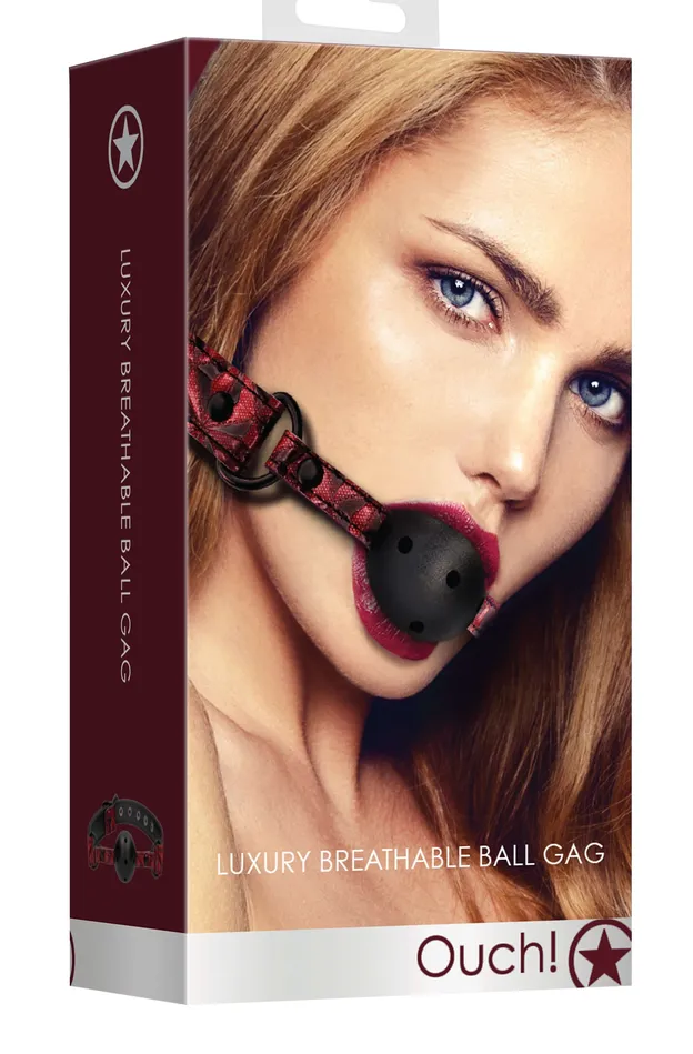 Shots Ouch Male Sex Toys Breathable Luxury Ball Gag Burgundy