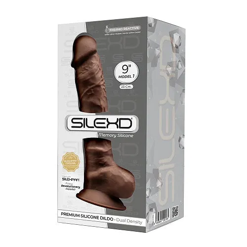 SilexD 9 inch Realistic Silicone Dual Density Dildo with Suction Cup with Balls Brown Silexd Dildos SilexD 9 inch Realistic Silicone Dual Density Dildo with Suction Cup with Balls Brown Silexd Dildos