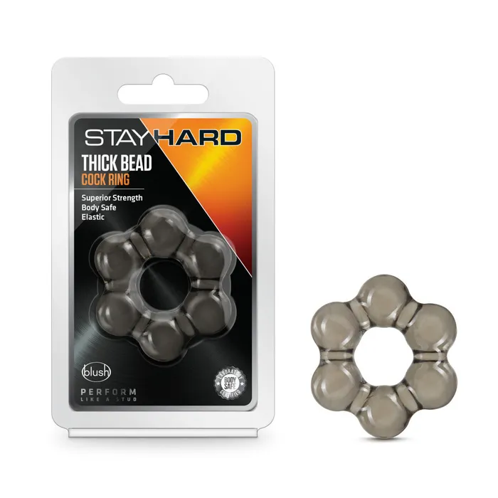 Stay Hard Thick Bead Cock Ring Black Blush Novelties Male Sex Toys