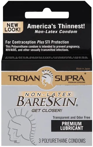 Trojan Condoms Trojan Supra Bareskin Polyurethane 3 Pack Enhancers
