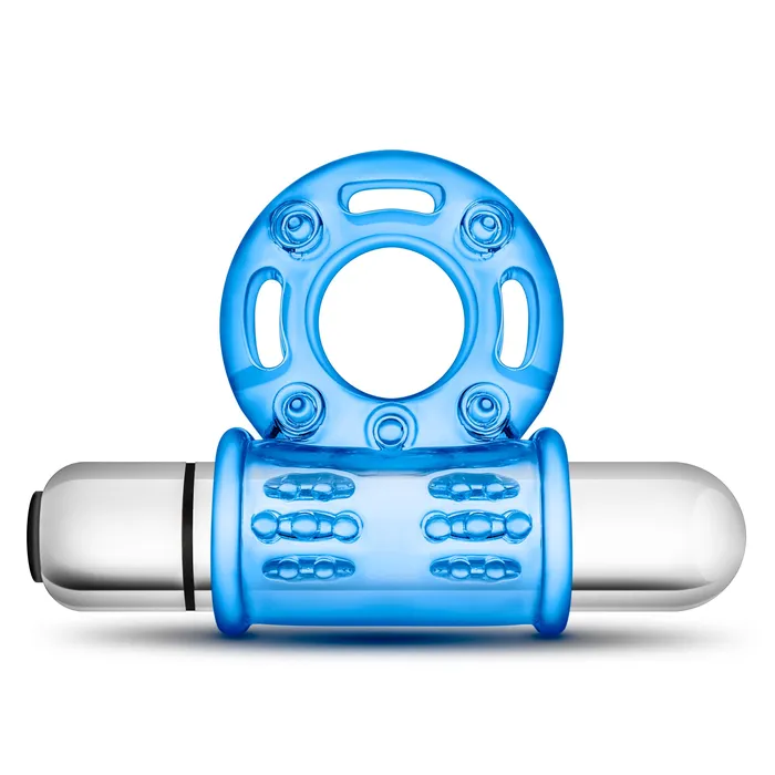 Vibrators Blush Stay Hard 10 Function Vibrating Bull Ring Blue
