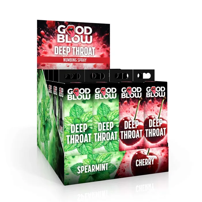 XR Brands Anal Deep Throat Numbing Spray Pop Display Cherryspearmint 24 Pcs