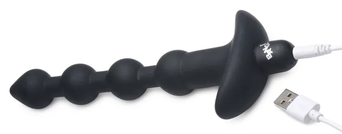 XR Brands Bang Bang Vibrating Silicone Anal Beads and Remote Black Anal