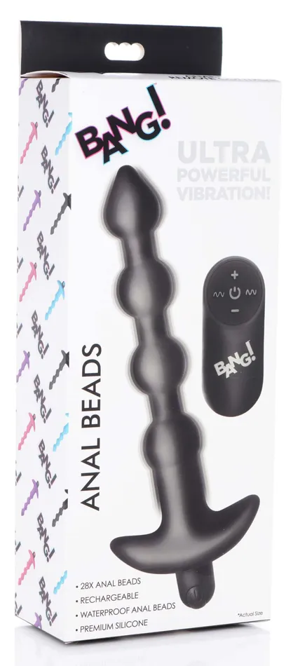 XR Brands Bang Bang Vibrating Silicone Anal Beads and Remote Black Anal XR Brands Bang Bang Vibrating Silicone Anal Beads and Remote Black Anal
