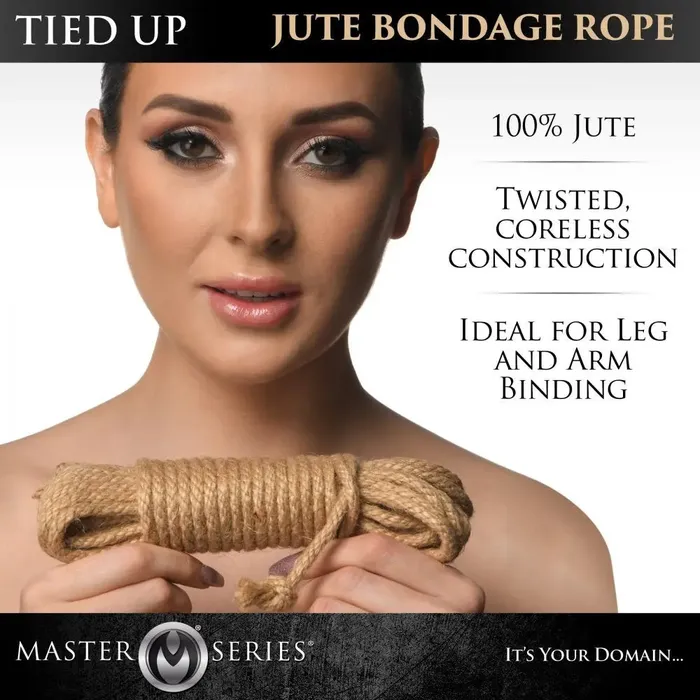 XR Brands Couples Tied Up Jute Bondage Rope 50 Feet BDSM Rope Bondage Rope Cuffs