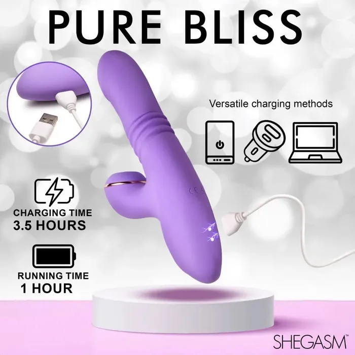 XR Brands Female Sex Toys ProThrust Max 14X Thrusting Pulsing Warming Silicone Rabbit Vibrator