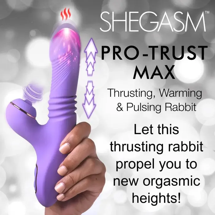 XR Brands Female Sex Toys ProThrust Max 14X Thrusting Pulsing Warming Silicone Rabbit Vibrator