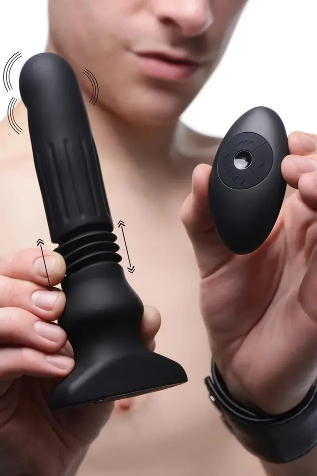XR Brands Male Sex Toys Swelling and Thrusting Anal Plug with Remote Control