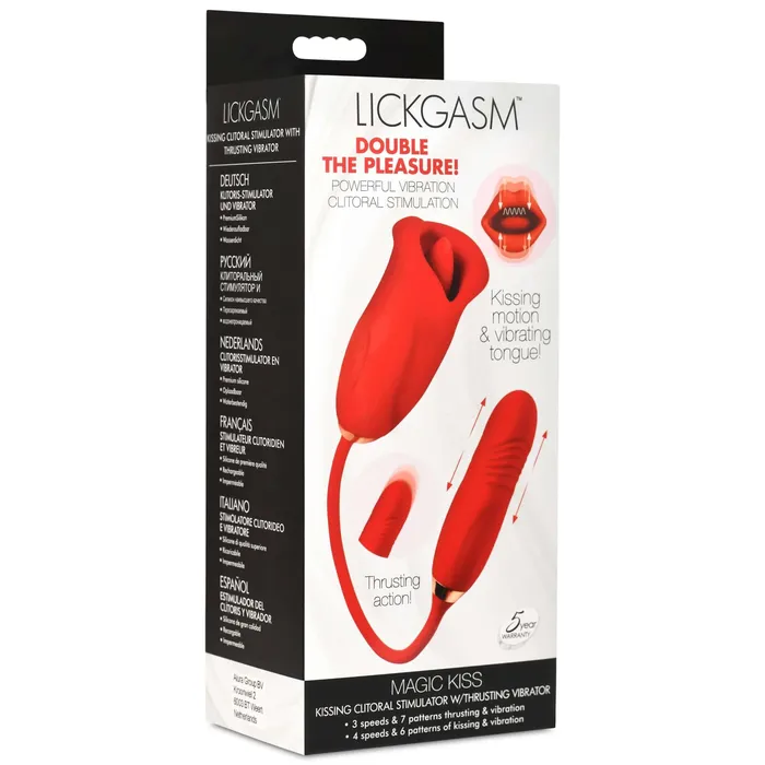 XR Brands Shegasm Female Sex Toys Magic Kiss Kissing Clitoral Stimulator With Thrusting Vibrator Red XR Brands Shegasm Female Sex Toys Magic Kiss Kissing Clitoral Stimulator With Thrusting Vibrator Red