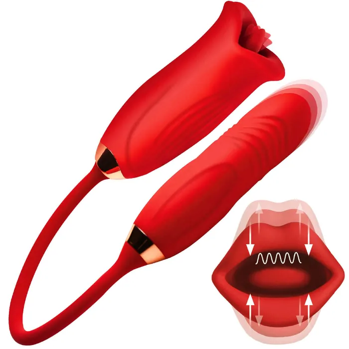 XR Brands Shegasm Female Sex Toys Magic Kiss Kissing Clitoral Stimulator With Thrusting Vibrator Red XR Brands Shegasm Female Sex Toys Magic Kiss Kissing Clitoral Stimulator With Thrusting Vibrator Red