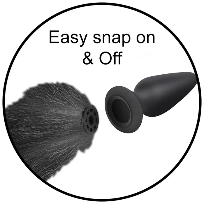 XR Brands Tailz Anal Interchangeable Black and White Fox Tail XR Brands Tailz Anal Interchangeable Black and White Fox Tail